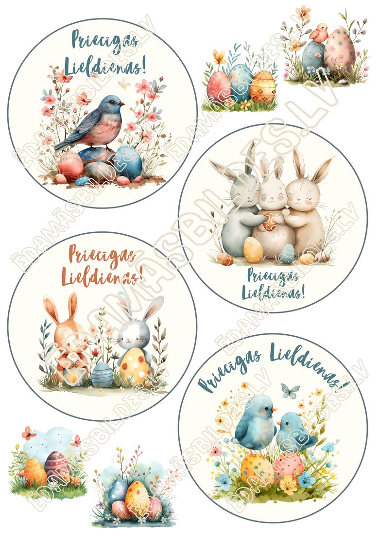 Cukura papīrs ar apdruku " Lieldienu BENTO kūka Nr. 4 "